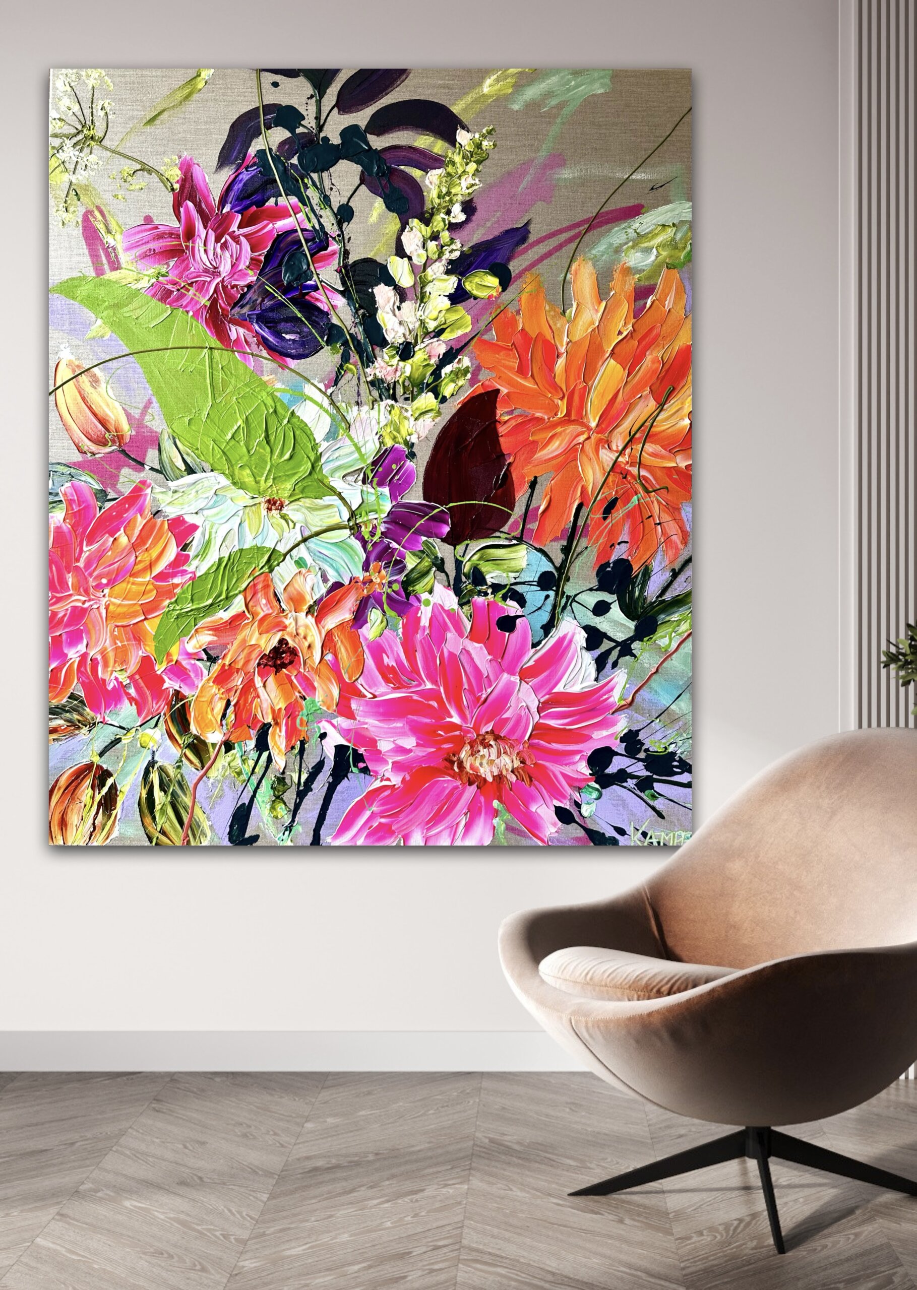 "Wild bloom symphony" originalt maleri - Billede 2