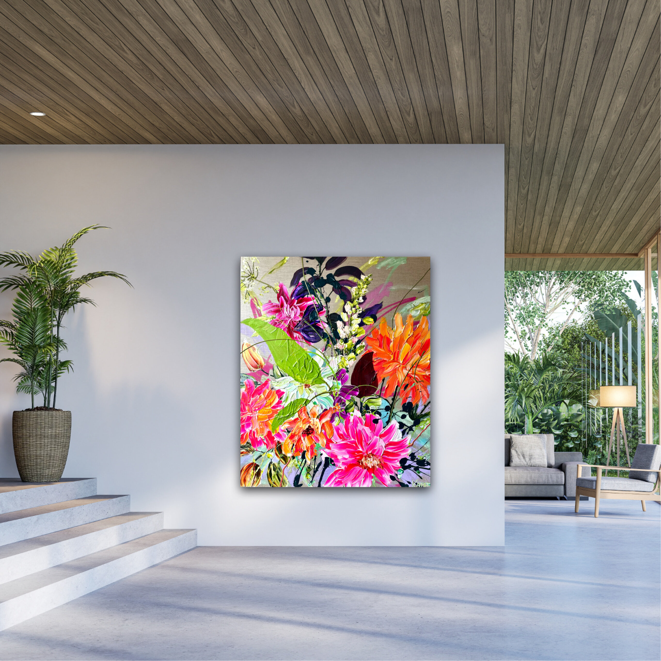 "Wild bloom symphony" originalt maleri - Billede 3