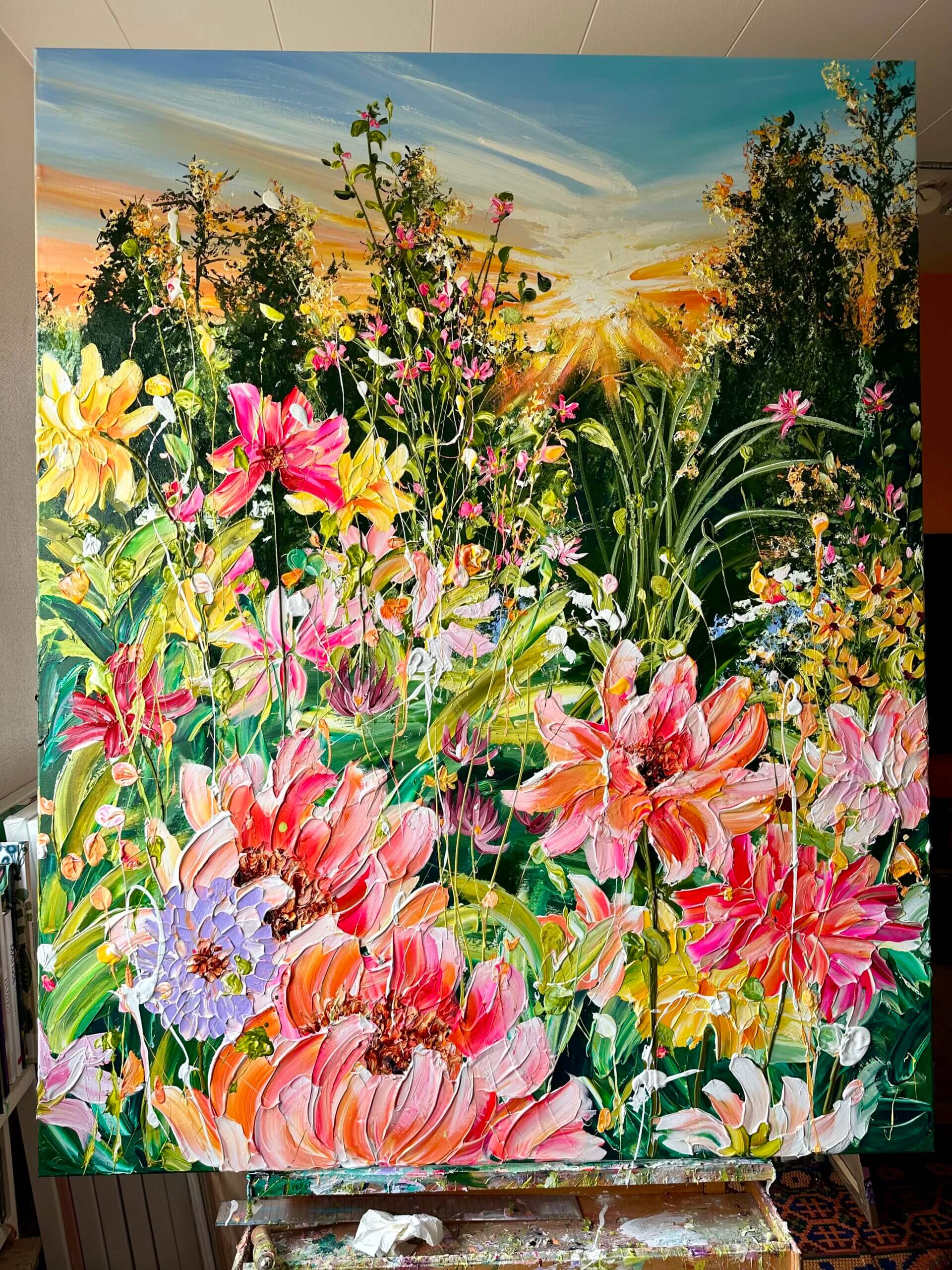 "Garden of happiness" originalt maleri - Billede 3