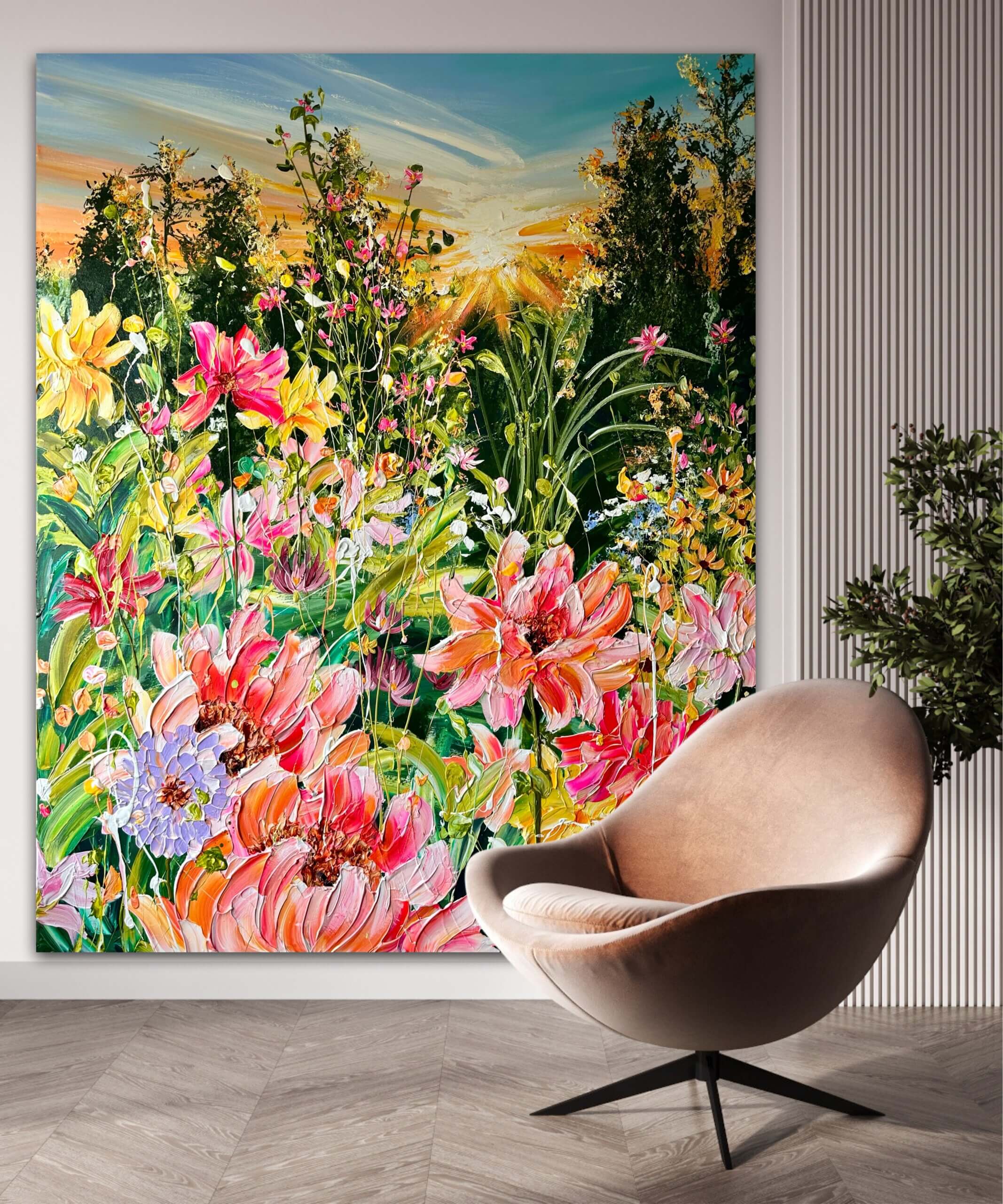 "Garden of happiness" originalt maleri - Billede 4