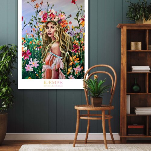Among the flowers, she breathes plakat