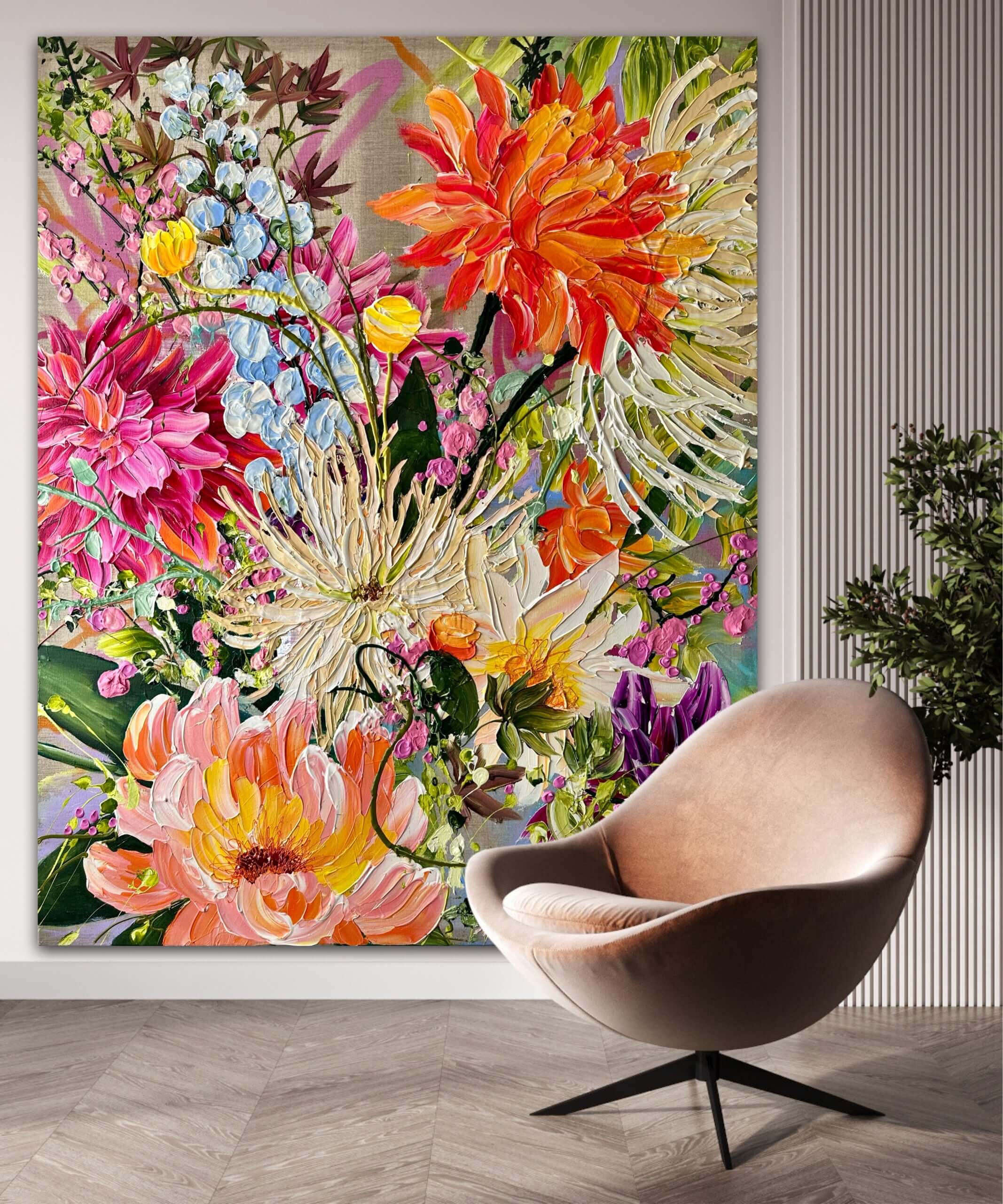 "Burst of joy" originalt maleri - Billede 3