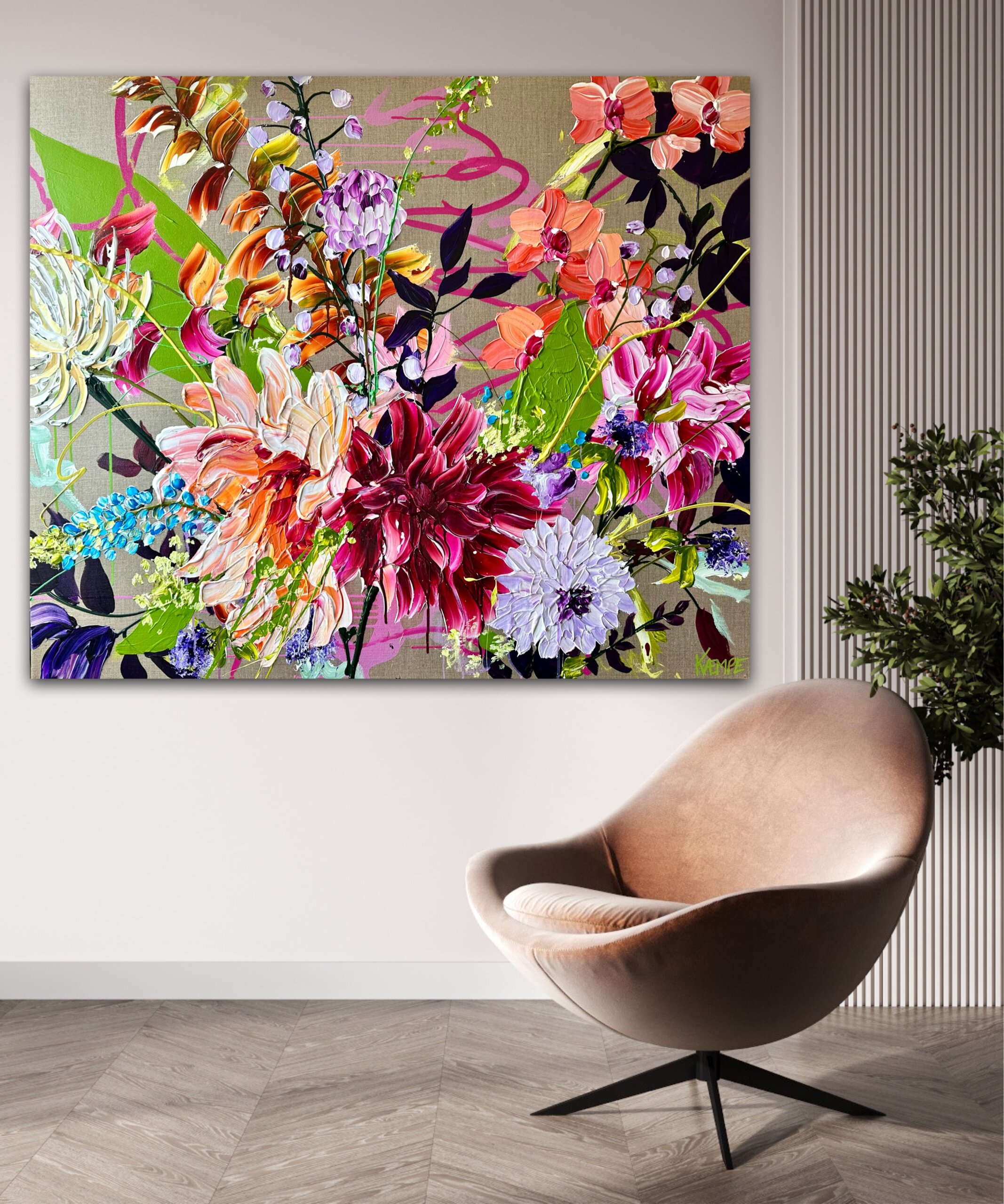 "Flower celebration" originalt maleri - Billede 2