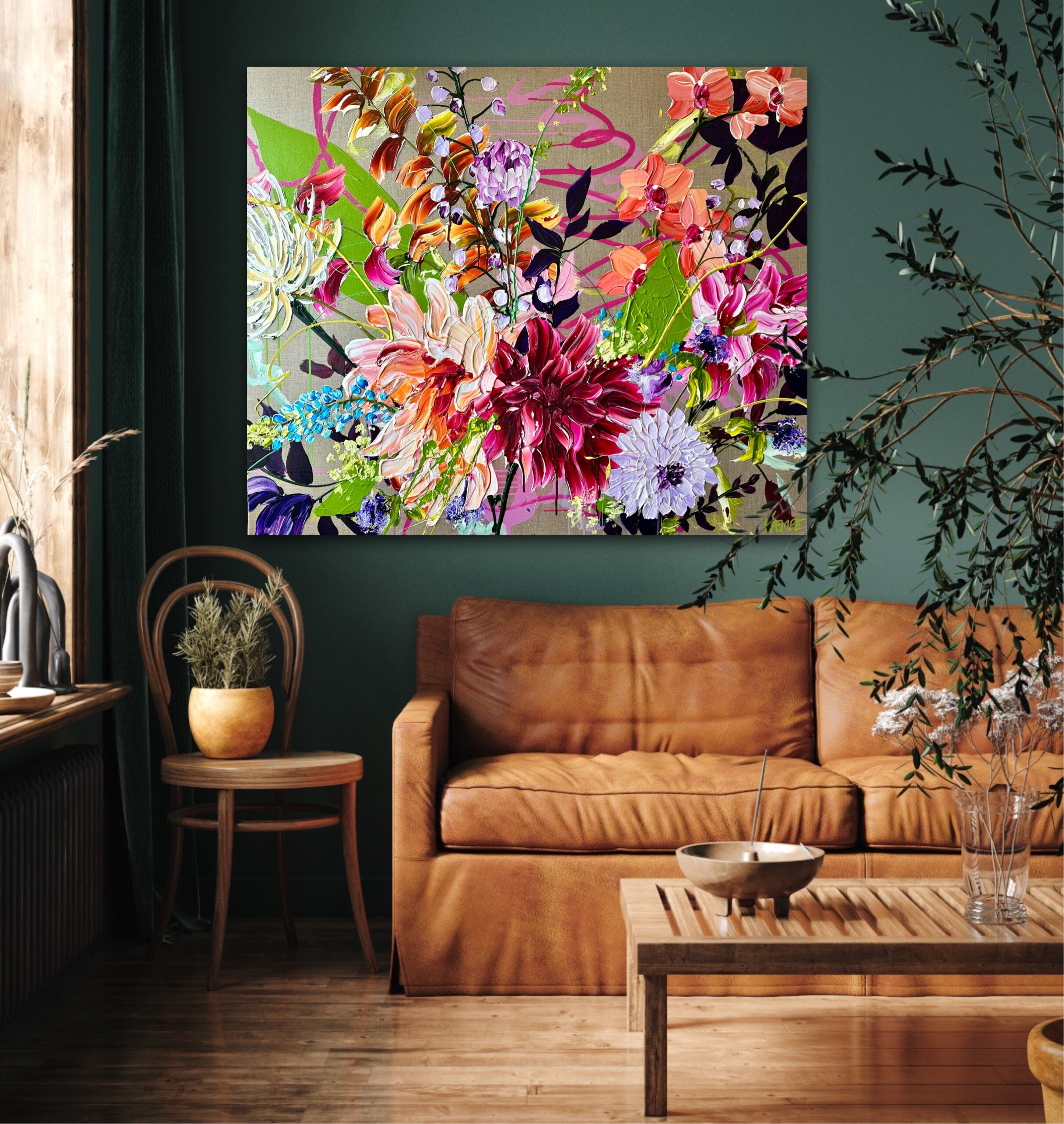 "Flower celebration" originalt maleri - Billede 3