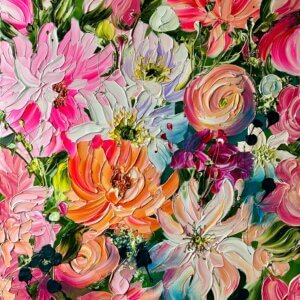 "Massive flower attack" originalt maleri