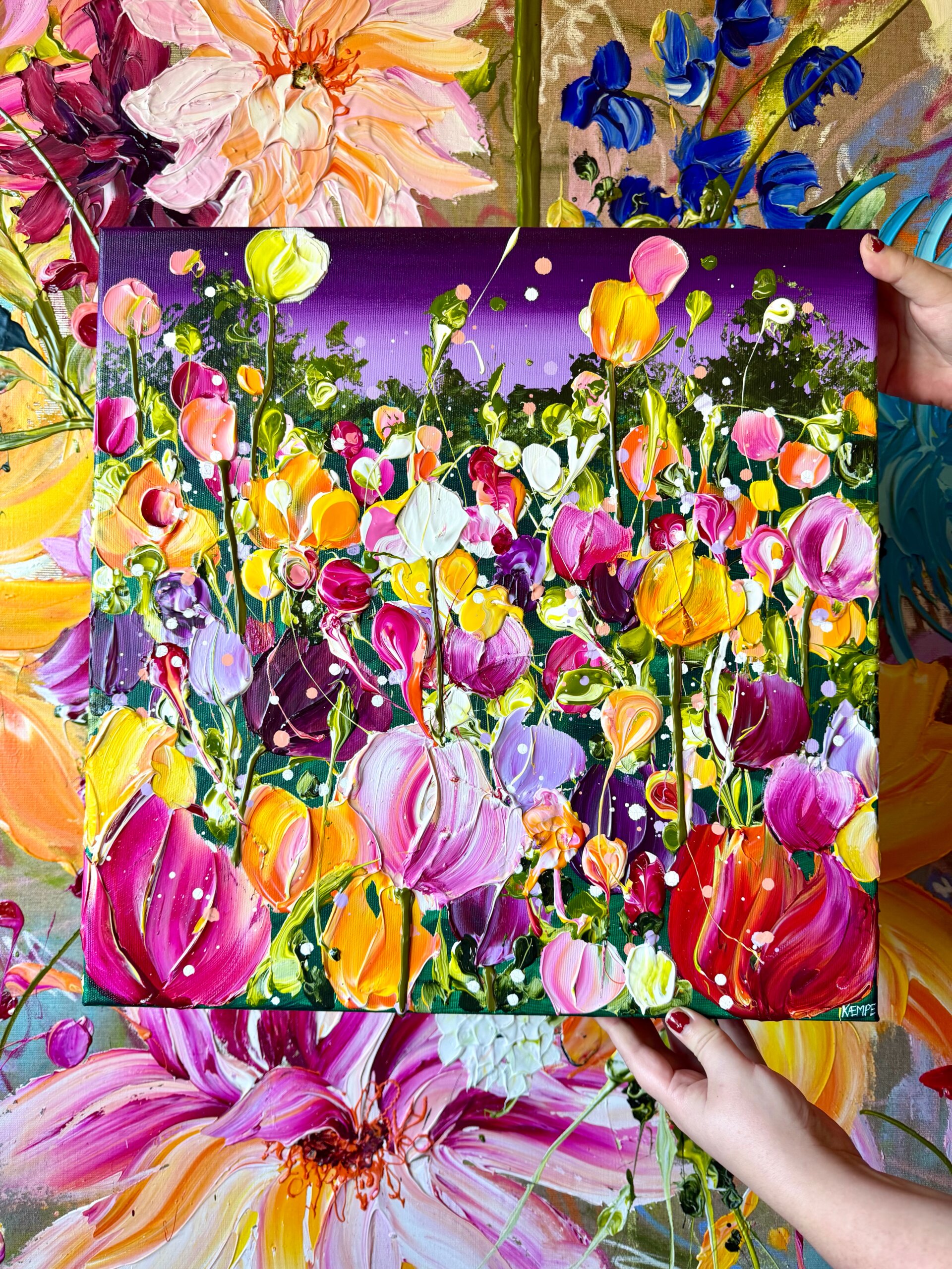 "Candy field" originalt maleri - Billede 2