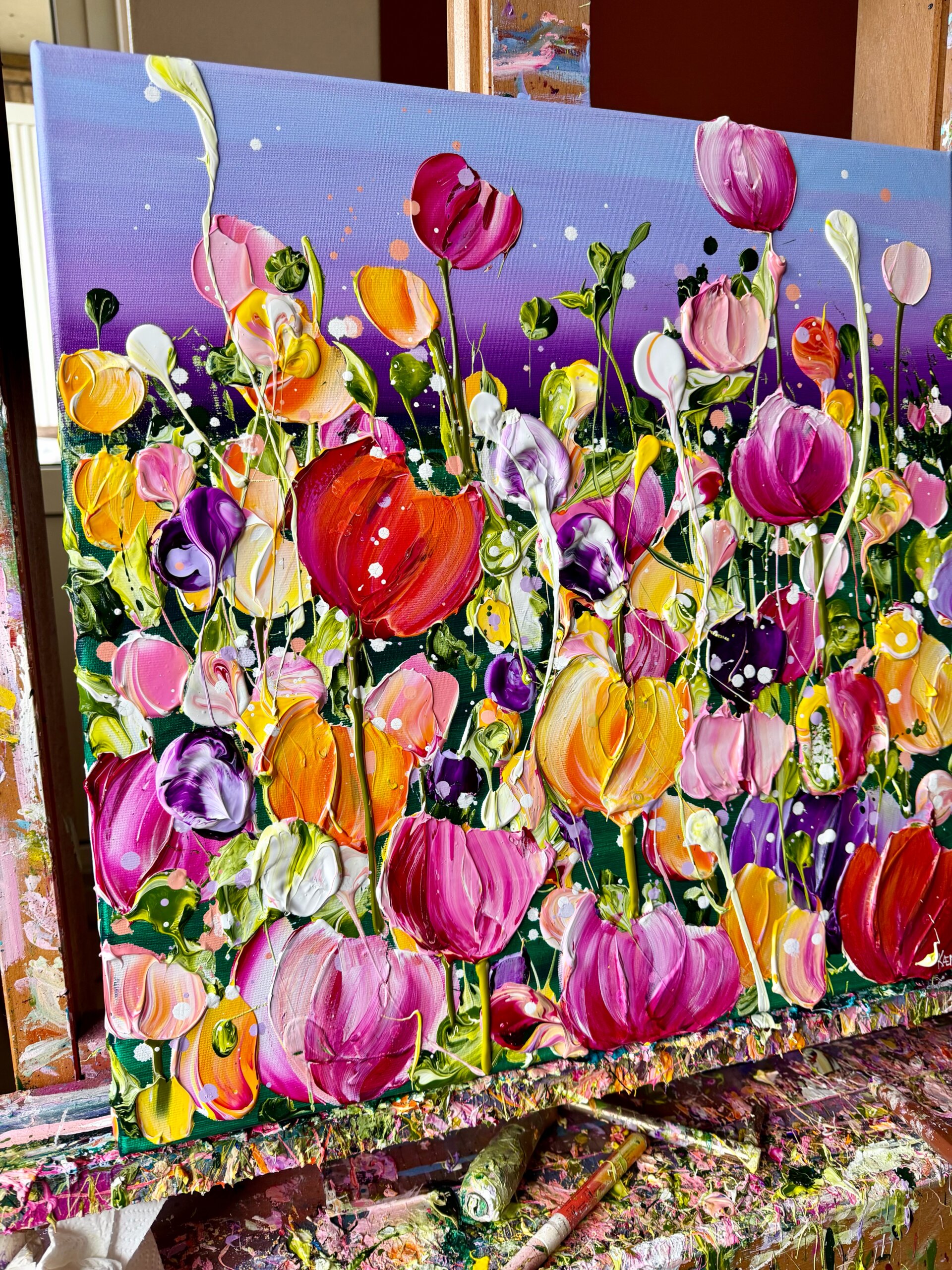 "Joy in full bloom" originalt maleri - Billede 3