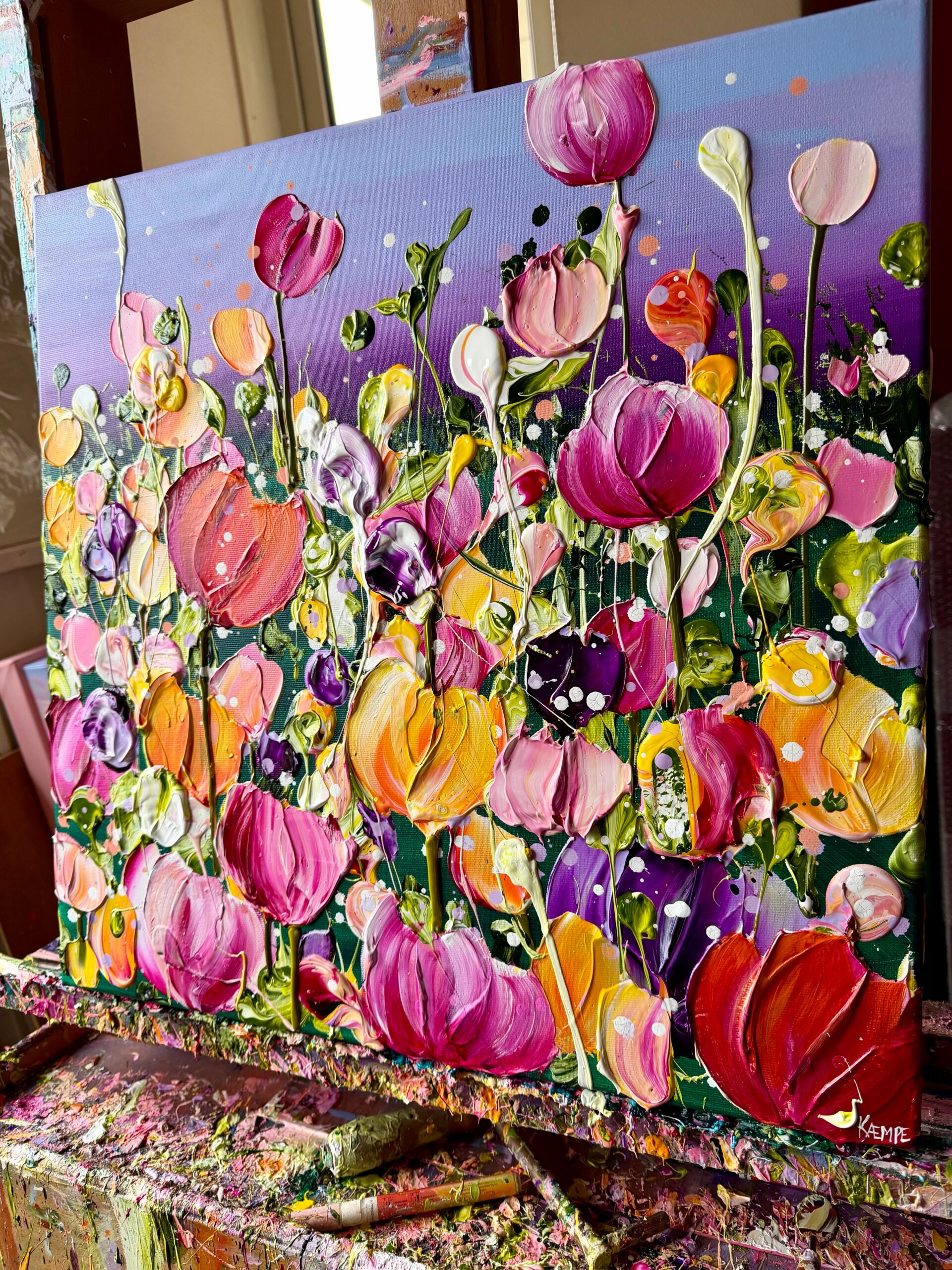 "Joy in full bloom" originalt maleri - Billede 4