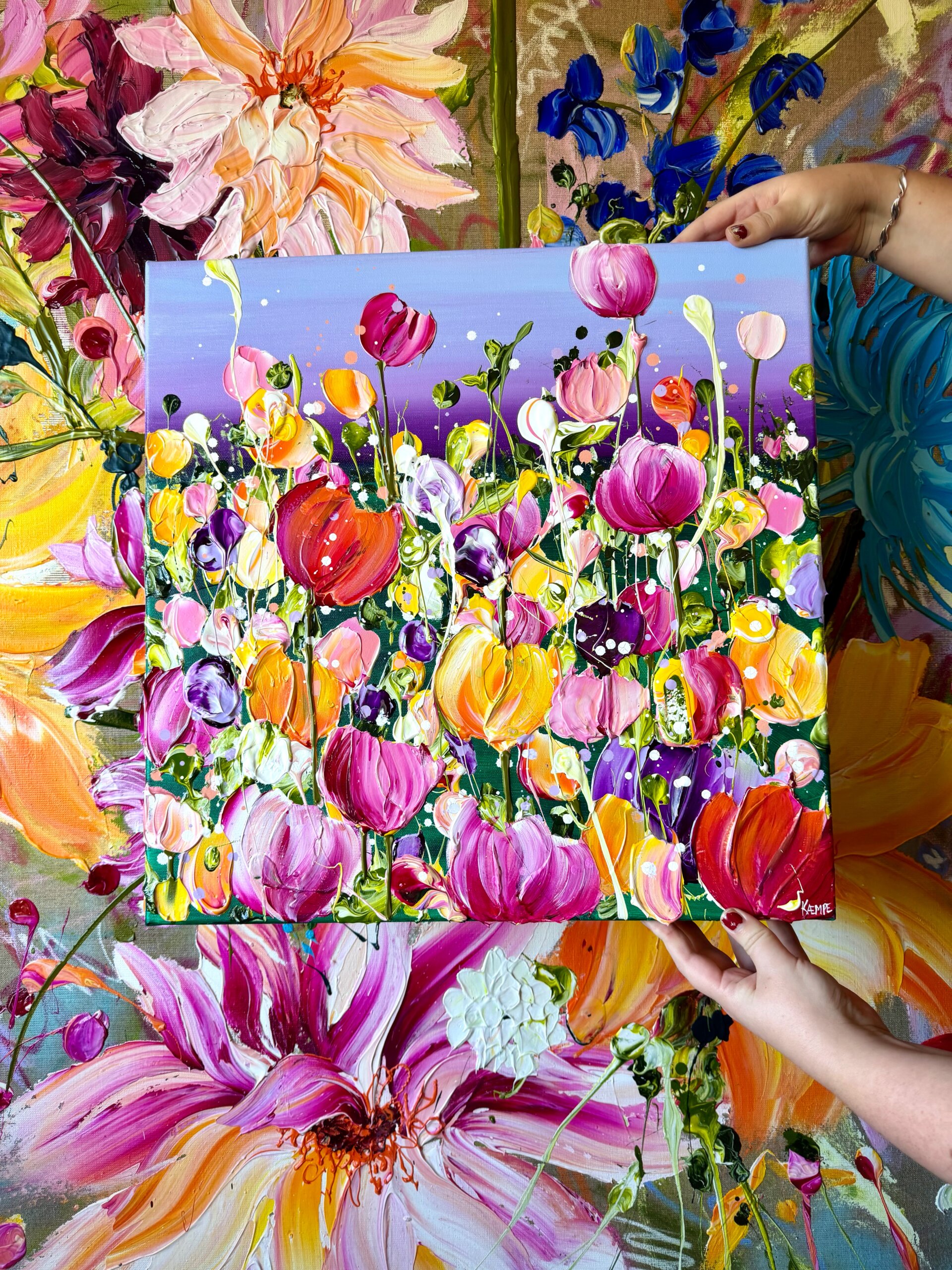 "Joy in full bloom" originalt maleri - Billede 2